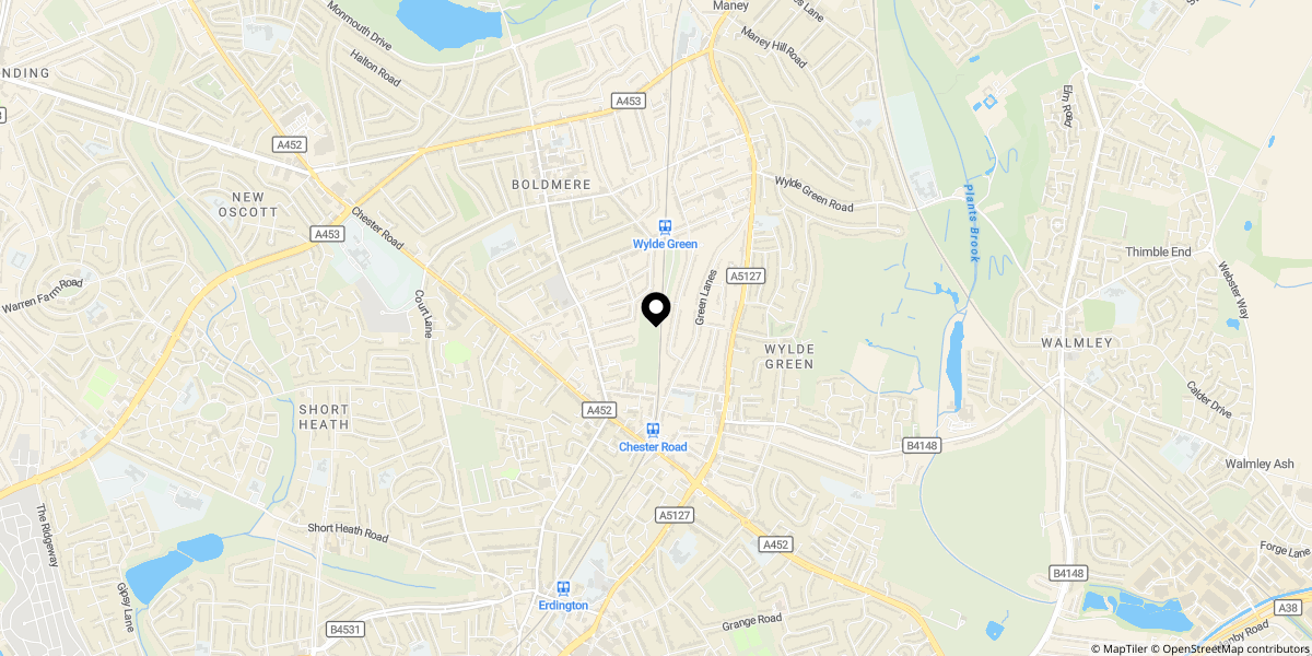 Approximate location of The Boulevard, Sutton Coldfield, B73