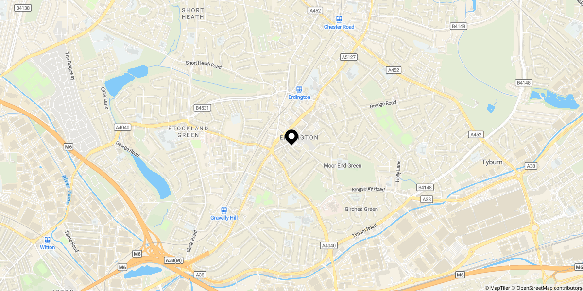 Approximate location of Spring Hill, Birmingham 