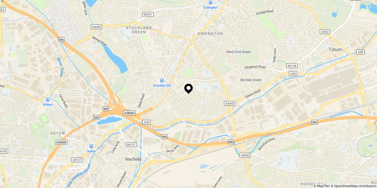 Approximate location of Shepherds Green Road, Birmingham 