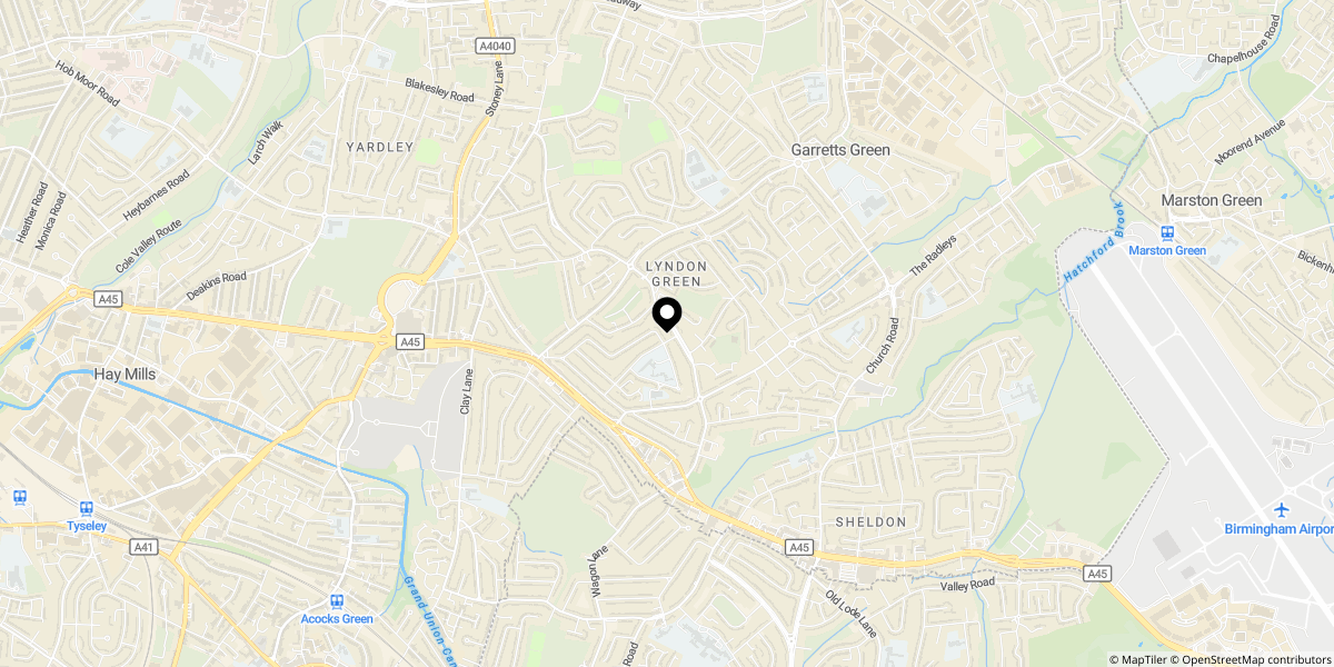 Approximate location of Sunnymead Road, Birmingham