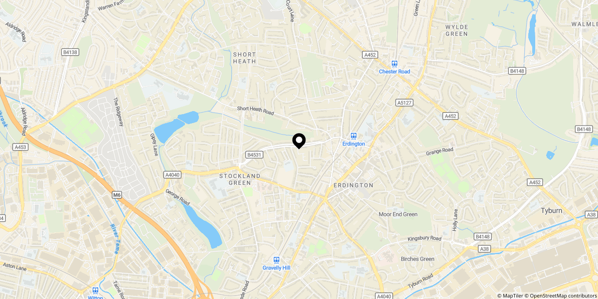 Approximate location of Marsh Lane, Birmingham, B23