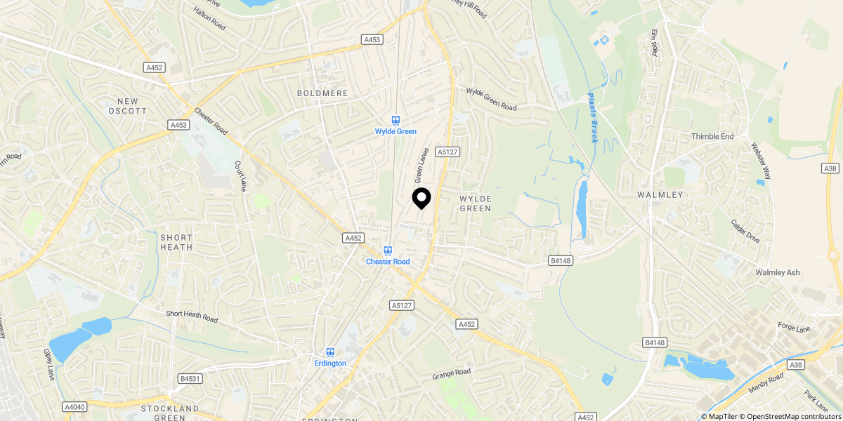 Approximate location of Emmanuel Road, Sutton Coldfield, B73 